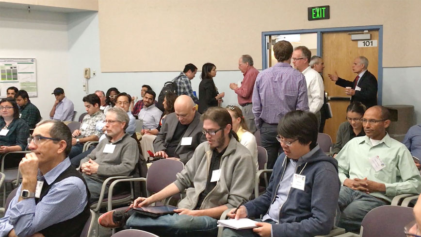 The audience of AFRL researchers and CHTM faculty and students gather in CHTM 101