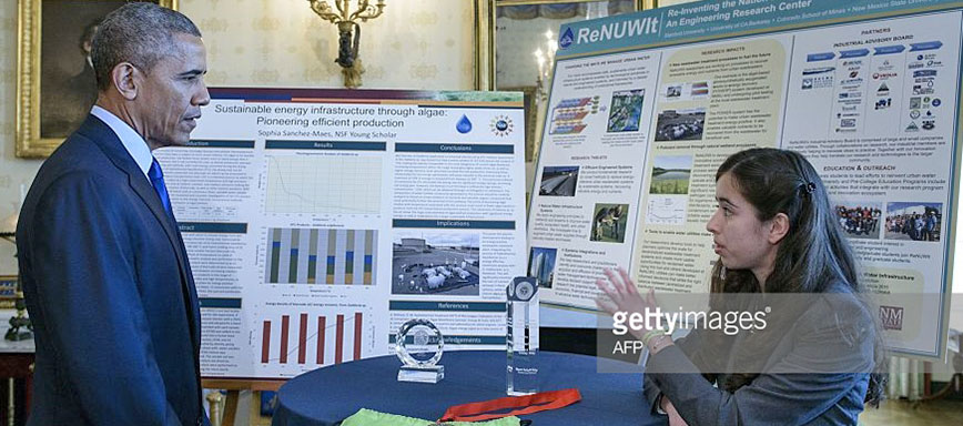 President Obama discusses Sophia's research at White House Science Fair