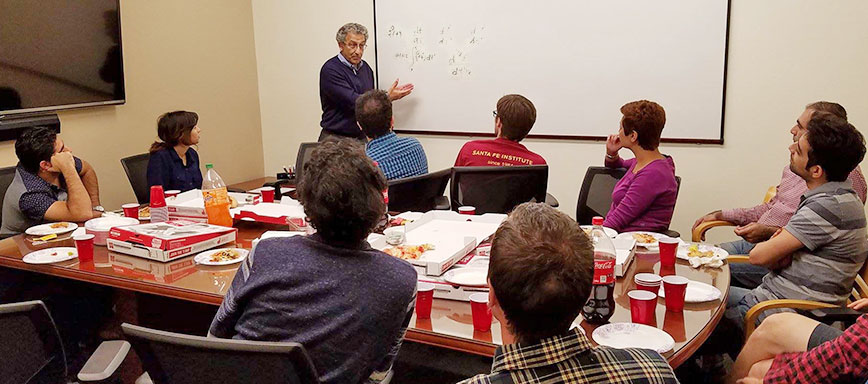 Nader Engheta teaches a small session with students