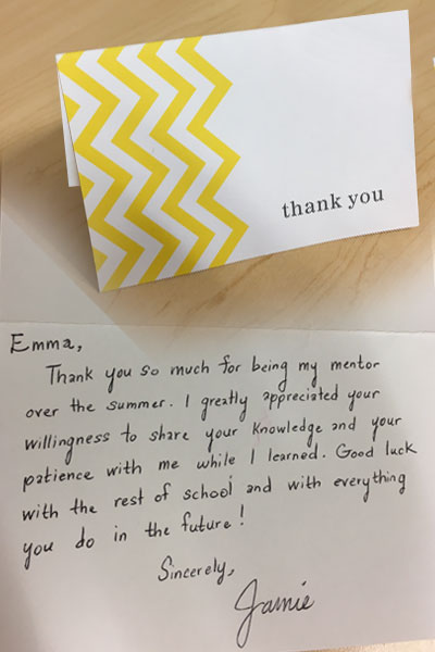 Thank you note for Renteria's mentoring