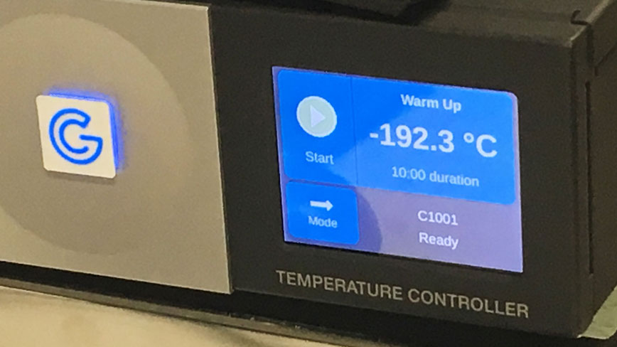 Temperature Controller displays -192.3 degrees Celsius